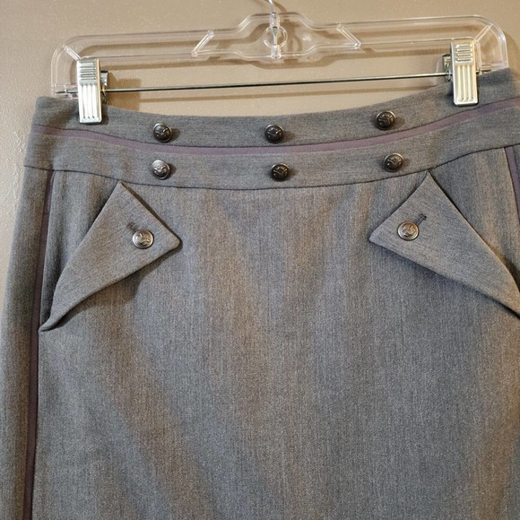 Grace Elements Womens A-Line Skirt Size 6P Petite Gray Career Stretch Knee - Picture 3 of 7